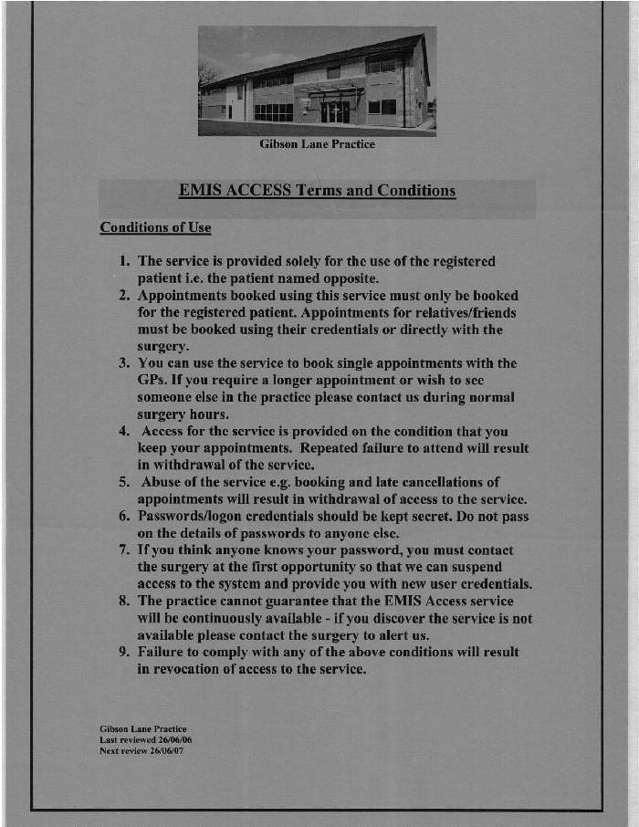 Emis Terms and Conditions