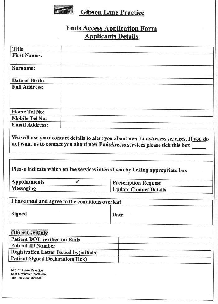 Gibson Lane Application Form